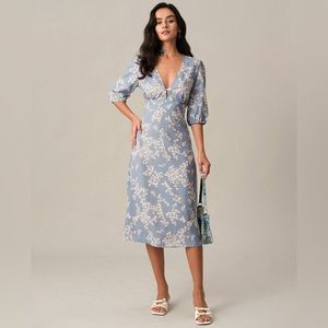 RIHOAS Blue Floral Midi Dress